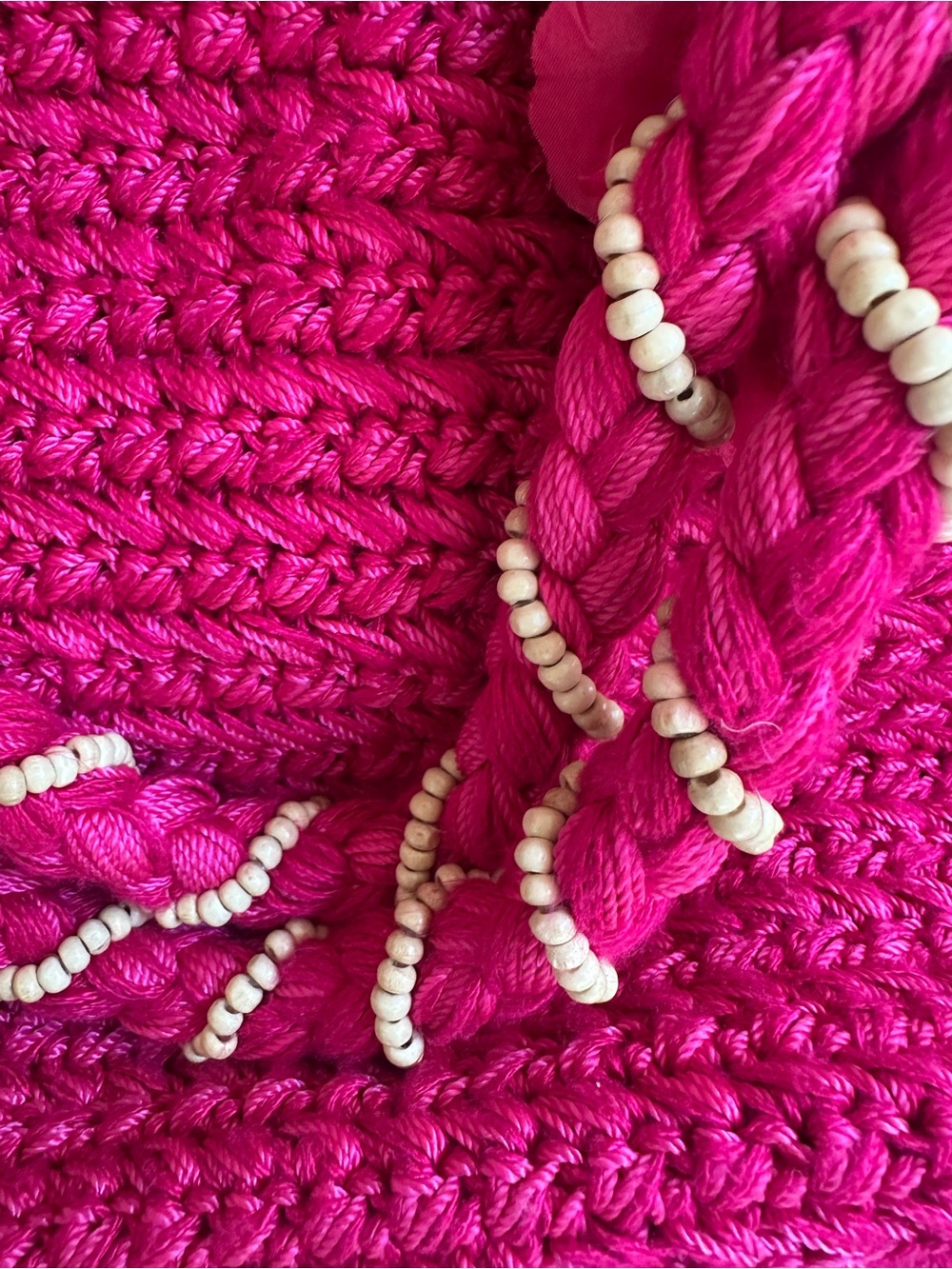 The Sak Fuchsia Crochet Shoulder Bag with Floral Accent - Picture 9 of 10